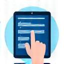 Icon of a hand browsing a tablet.
